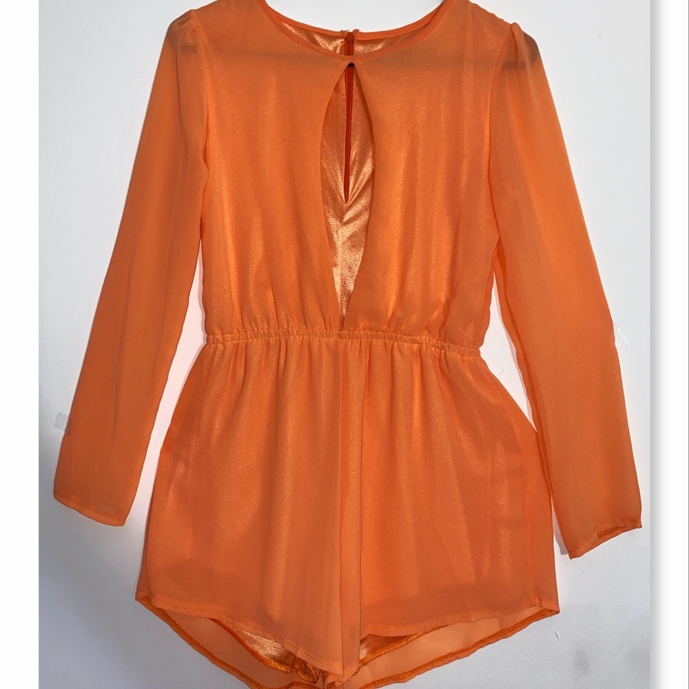Orange Cocktail Dress with Open Front - S